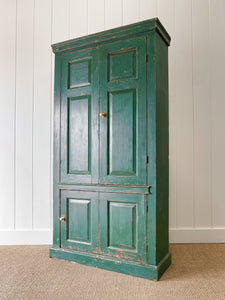 A Green 19th Century English Pine Cupboard