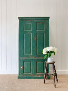 A Green 19th Century English Pine Cupboard
