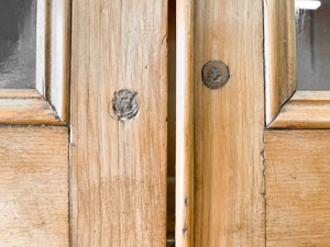 A 19th Century English Pine Bookcase with Arched Doors