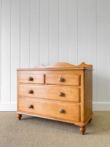 A Very Good English Pine Chest of Drawers Dresser with Wooden Knobs c1890