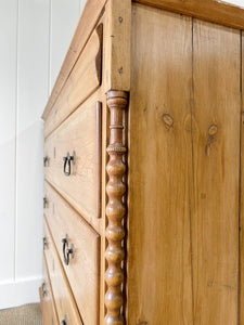 A Large Scottish Pine Chest of Drawers Dresser on Bun Feet c1890