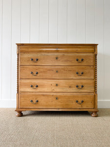 A Large Scottish Pine Chest of Drawers Dresser on Bun Feet c1890
