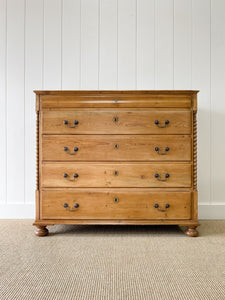 A Large Scottish Pine Chest of Drawers Dresser on Bun Feet c1890