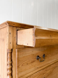A Large Scottish Pine Chest of Drawers Dresser on Bun Feet c1890