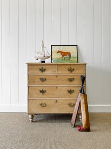 A Good Antique English Pine Chest of Drawers Dresser with Brass Hardware c1890