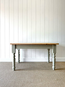Vintage English Country Pine Waxed 4.5ft Dining Farmhouse Table