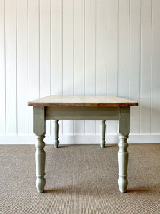 Vintage English Country Pine Waxed 4.5ft Dining Farmhouse Table