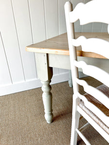 Vintage English Country Pine Waxed 4.5ft Dining Farmhouse Table