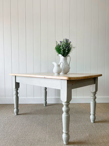 Vintage English Country Pine Waxed 4.5ft Dining Farmhouse Table