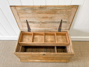 An English Pine Blanket Box or Coffee Table With Iron Handles c1850