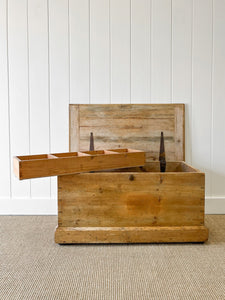 An English Pine Blanket Box or Coffee Table With Iron Handles c1850