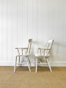 A Pair of Vintage White Armchairs in Beech