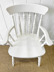 A Pair of Vintage White Armchairs in Beech