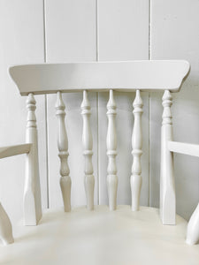 A Pair of Vintage White Armchairs in Beech