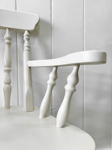 A Pair of Vintage White Armchairs in Beech