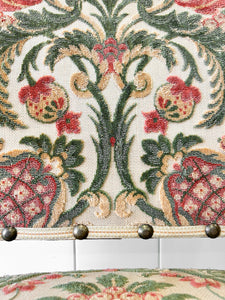 A Lovely Pair of Antique French Walnut Upholstered Arm Chairs c1850
