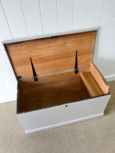 A Taupe English Pine Blanket Box or Small Low Coffee Table With Iron Handles c1850
