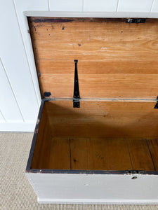 A Taupe English Pine Blanket Box or Small Low Coffee Table With Iron Handles c1850