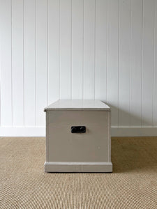 A Taupe English Pine Blanket Box or Small Low Coffee Table With Iron Handles c1850