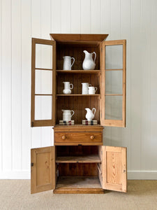 An 8ft tall, 19th Century English Pine Bookcase or Cupboard