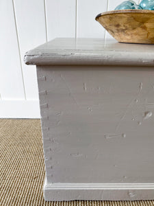 A Taupe English Pine Blanket Box or Small Low Coffee Table With Iron Handles c1850