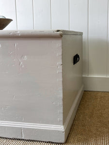 A Taupe English Pine Blanket Box or Small Low Coffee Table With Iron Handles c1850