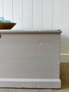 A Taupe English Pine Blanket Box or Small Low Coffee Table With Iron Handles c1850
