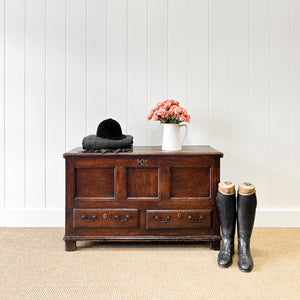An English Oak Mule Chest Trunk or Blanket Box c1800