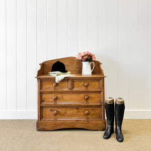 An English Pine Chest of Drawers with Gallery c1880