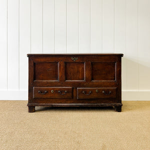 An English Oak Mule Chest Trunk or Blanket Box c1800