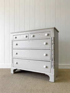 A Large Taupe English Pine Chest of Drawers Dresser on Bracket Feet c1890