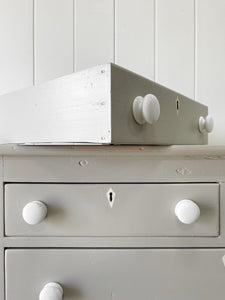 A Large Taupe English Pine Chest of Drawers Dresser on Bracket Feet c1890