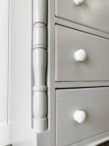 A Large Taupe English Pine Chest of Drawers Dresser on Bracket Feet c1890
