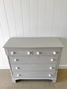 A Large Taupe English Pine Chest of Drawers Dresser on Bracket Feet c1890