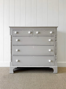 A Large Taupe English Pine Chest of Drawers Dresser on Bracket Feet c1890