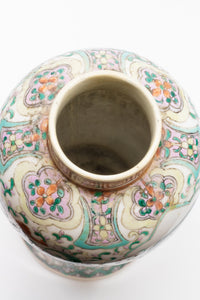 Chinese 19th Century Famille Verte Baluster Vase with Family Scenes