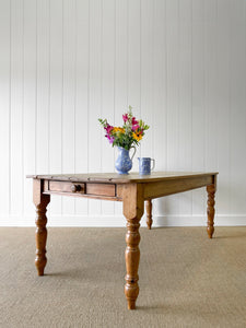 A Vintage English Country 6ft Dining Harvest Farmhouse Table