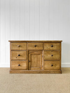A Large English Country 7 Drawer Pine Buffet or Sideboard c1860