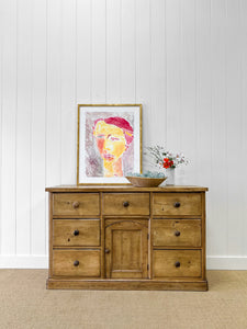 A Large English Country 7 Drawer Pine Buffet or Sideboard c1860