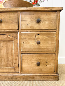 A Large English Country 7 Drawer Pine Buffet or Sideboard c1860