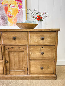 A Large English Country 7 Drawer Pine Buffet or Sideboard c1860