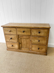 A Large English Country 7 Drawer Pine Buffet or Sideboard c1860