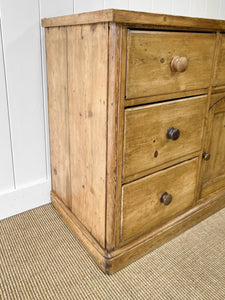 A Large English Country 7 Drawer Pine Buffet or Sideboard c1860