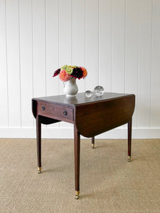 Antique English Drop Leaf Table with Drawer
