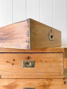 An Antique English Campaign Chest of Drawers or Dresser