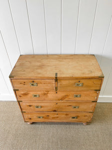 An Antique English Campaign Chest of Drawers or Dresser