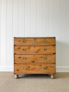 An Antique English Campaign Chest of Drawers or Dresser