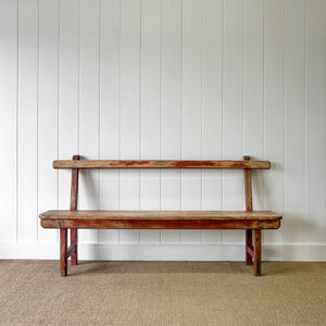 A Good and Rustic Bench with Back - 6 ft Long