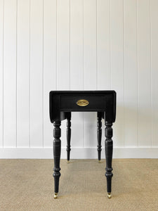 An Elegant Black Antique English Country Drop Leaf Table c1890