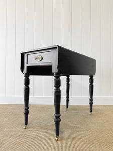 An Elegant Black Antique English Country Drop Leaf Table c1890